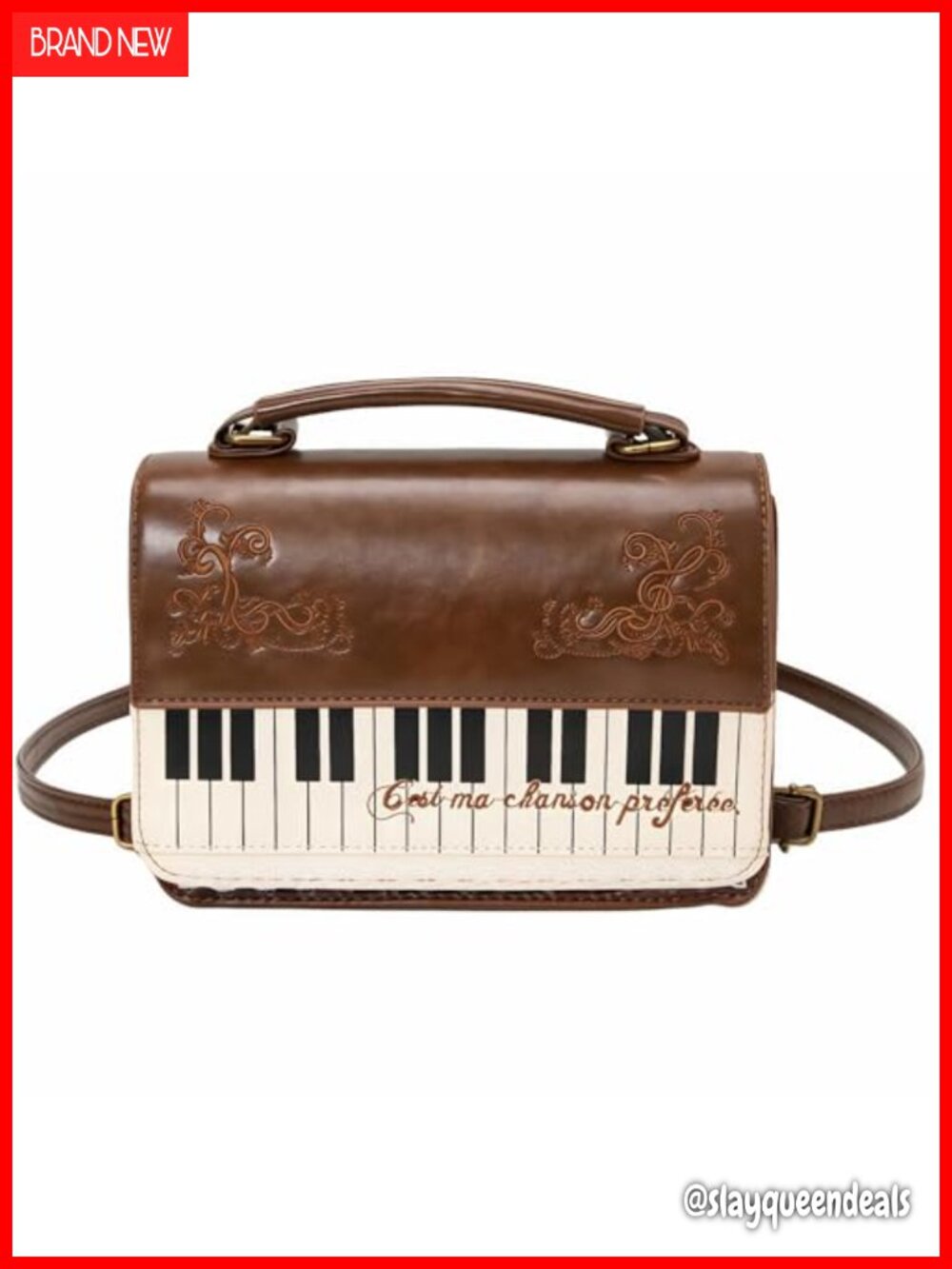 Faux Leather Piano Crossbody Bag Convertible Messenger Backpack